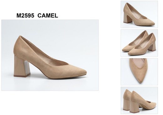 Zapatos Camel con tacón ancho Corina modelo M2595 — Oliva bags & shoes