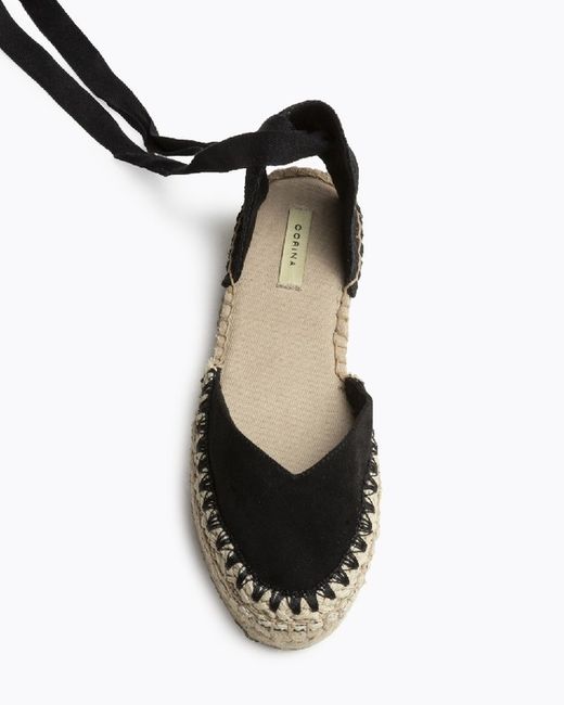 Espadrille compensée basse noire Corina modèle M5420