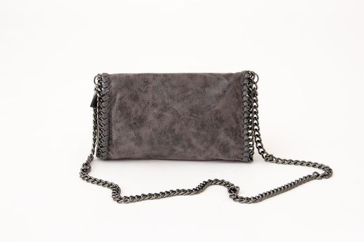 Bandolera Piel Cadena Color Gris