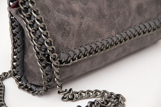 Bandolera Piel Cadena Color Gris
