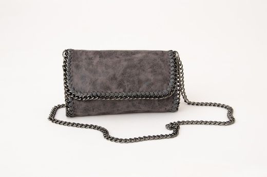 Bandolera Piel Cadena Color Gris