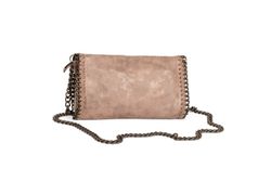 Sac à bandoulière en cuir doré à chaîne