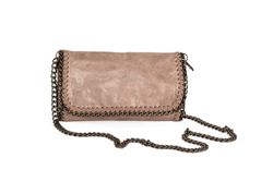 Sac à bandoulière en cuir doré à chaîne