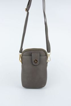 Mini bolsa de ombro cinza para celular