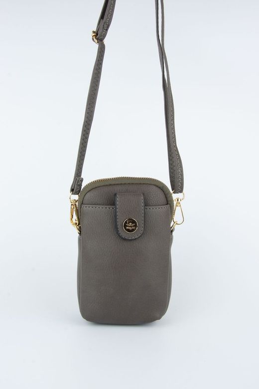 Bolso bandolera tamaño mini para móvil de color gris