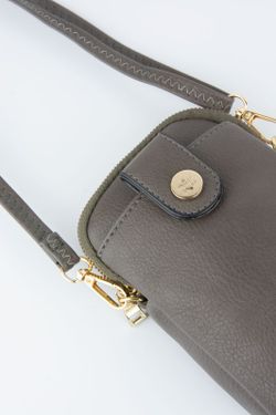 Mini bolsa de ombro cinza para celular