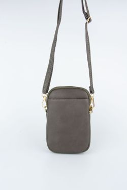 Mini bolsa de ombro cinza para celular