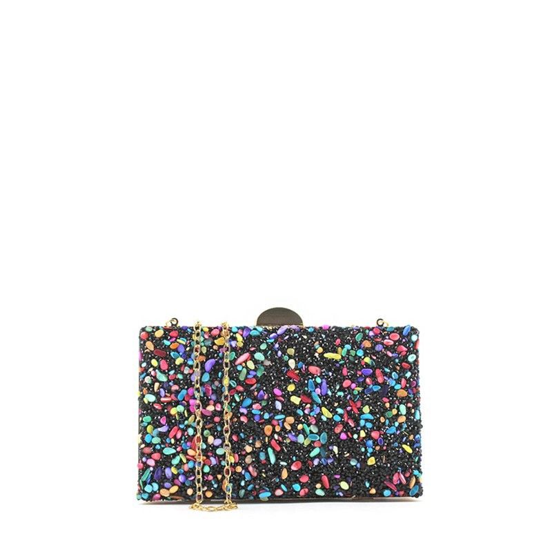 Bolso cartera de fiesta multicolor con brillo