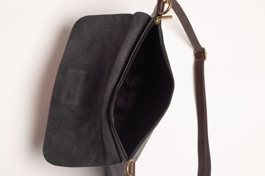 Sac bandoulière en cuir noir modèle 20223N