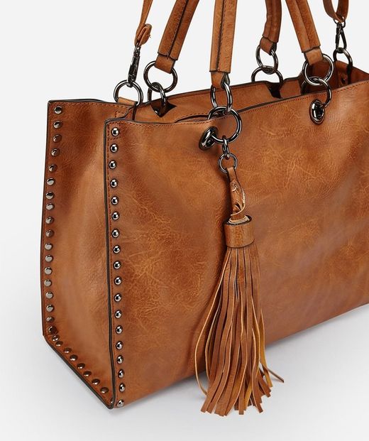 Bolso shopper tachuelas color camel