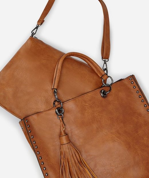 Bolso shopper tachuelas color camel