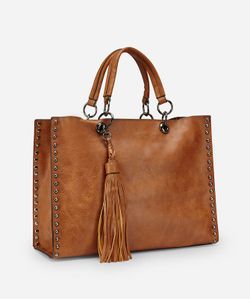 Bolso shopper tachuelas color camel