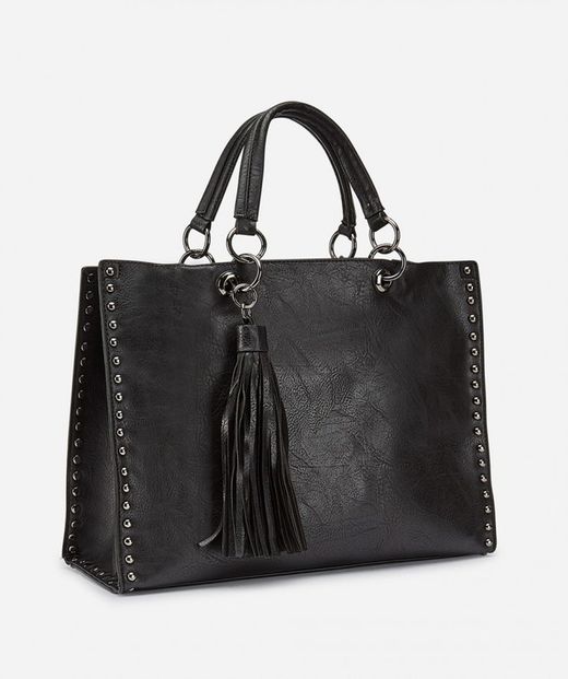 Bolso shopper tachuelas color negro