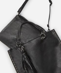 Bolso shopper tachuelas color negro