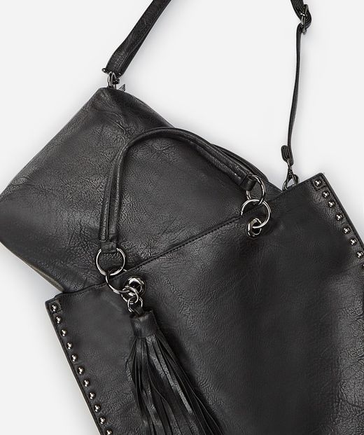 Bolso shopper tachuelas color negro