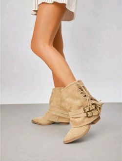 Botín India Flecos Beige