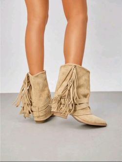 Botín India Flecos Beige