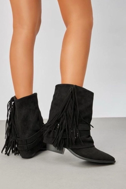 Botte indienne noire à franges