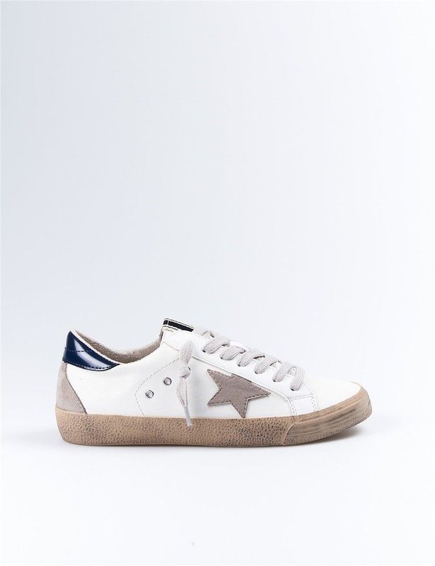 Deportivas planas color Taupe y azul con estrella modelo Corina