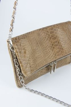 Petit sac en cuir beige à double chaîne, modèle Lupo