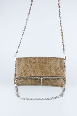 Petit sac en cuir beige à double chaîne, modèle Lupo