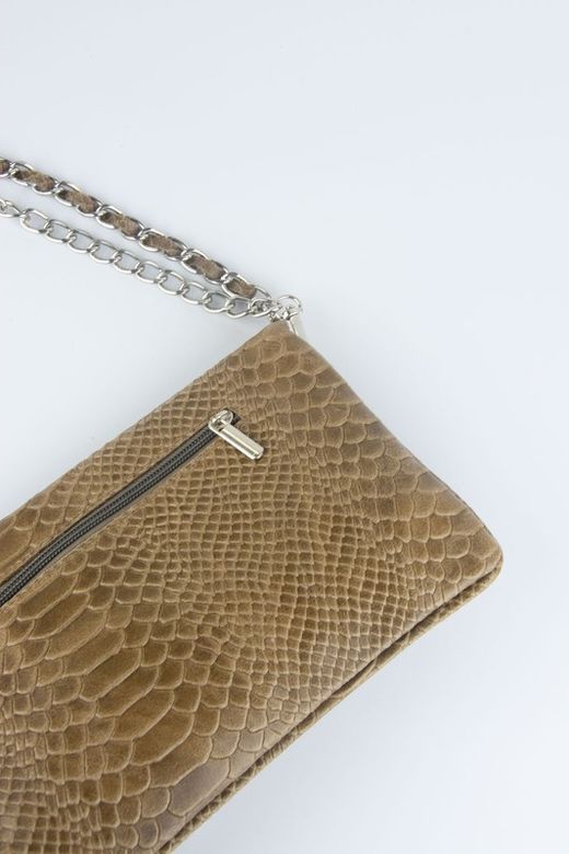 Petit sac en cuir beige à double chaîne, modèle Lupo