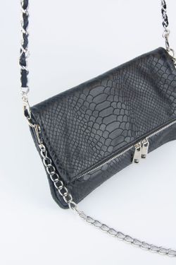 Petit sac en cuir noir à double chaîne, modèle Lupo