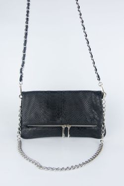 Petit sac en cuir noir à double chaîne, modèle Lupo