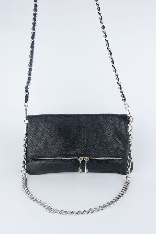 Petit sac en cuir noir à double chaîne, modèle Lupo