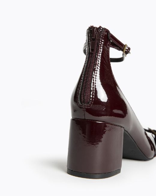 Mary Jane en cuir verni bordeaux avec talon Corina, modèle M5750