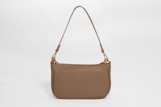 Petit Sac en Cuir Détail Chaîne Beige