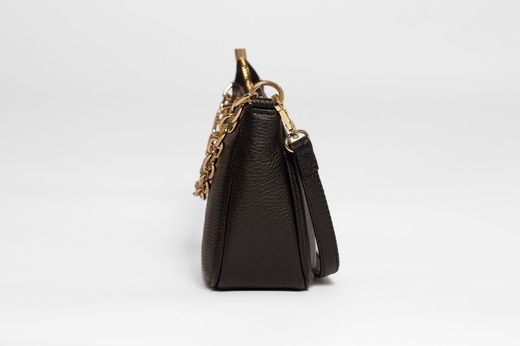 Petit Sac en Cuir Détail Chaîne Couleur Noir