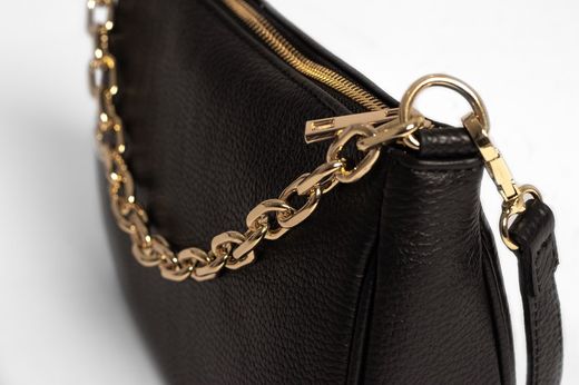 Petit Sac en Cuir Détail Chaîne Couleur Noir