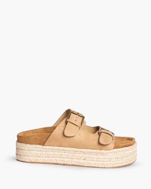 Sandalia de plataforma en Yute de color Camel de la marca Corina modelo M4395