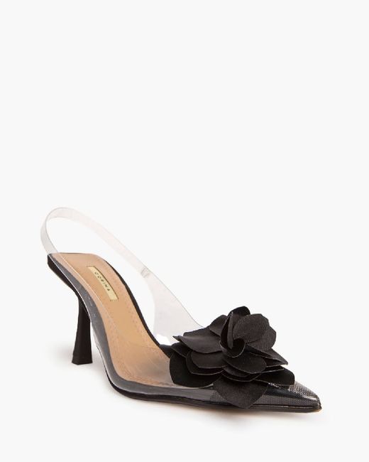 Sandalia de Tacón Alto Destalonado con Corte Vinilo de la marca Corina Modelo M4207 Color Negro