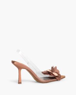 Sandalia de Tacón Alto Destalonado con Corte Vinilo de la marca Corina Modelo M4207 Color Nude