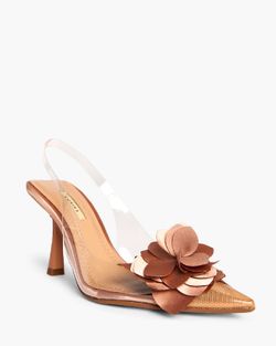 Sandalia de Tacón Alto Destalonado con Corte Vinilo de la marca Corina Modelo M4207 Color Nude