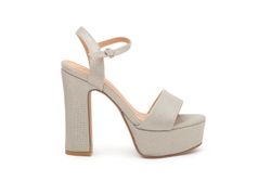 Sandale à talon haut avec plateforme argentée