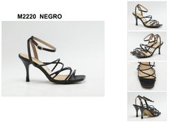 Sandalia de tacón con tiras color Negro marca Corina