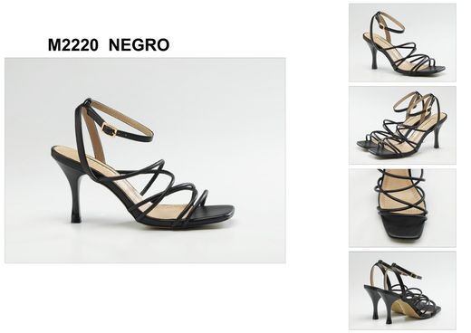 Sandalia de tacón con tiras color Negro marca Corina