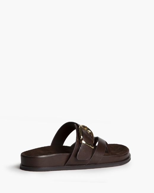 Sandalia Mujer Marrón Corina con Hebilla Dorada – Sandalia Plana Verano