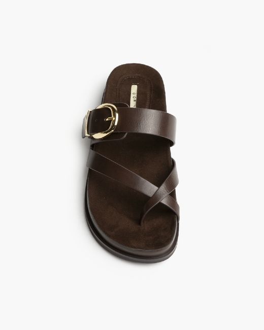 Sandalia Mujer Marrón Corina con Hebilla Dorada – Sandalia Plana Verano