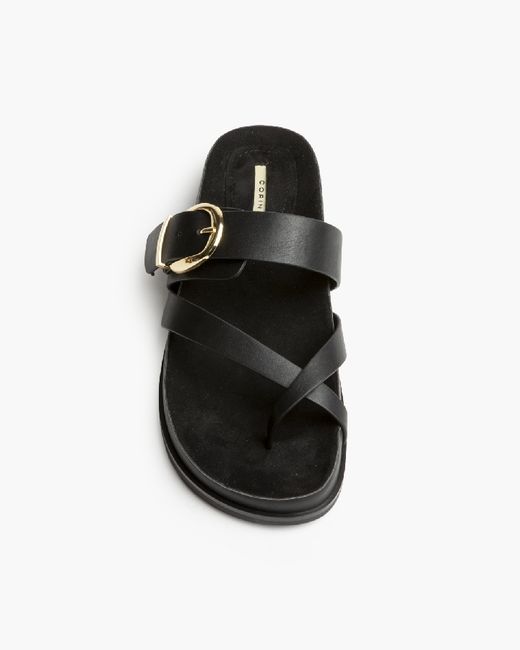 Sandalia Mujer Negro Corina con Hebilla Dorada – Sandalia Plana Verano