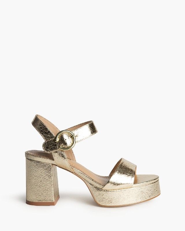 Sandalia Tacón Ancho y Plataforma Oro Corina Modelo M5360 36