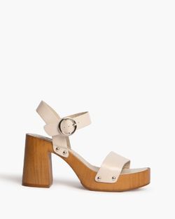 Sandale à talons en bois Corina beige modèle M4410
