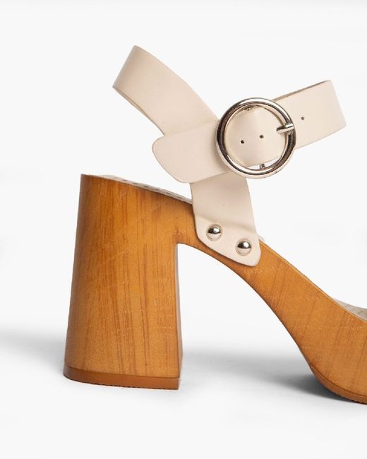 Sandale à talons en bois Corina beige modèle M4410