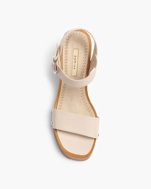 Sandale à talons en bois Corina beige modèle M4410