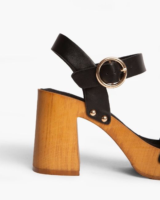 Sandale à talons en bois Corina noire modèle M4410