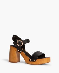 Sandale à talons en bois Corina noire modèle M4410