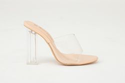 Sandale en vinyle avec talon beige transparent